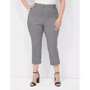 Lane Bryant Womens Plus Size 20 4-Season Slim Capri Pants in Black White Gingham